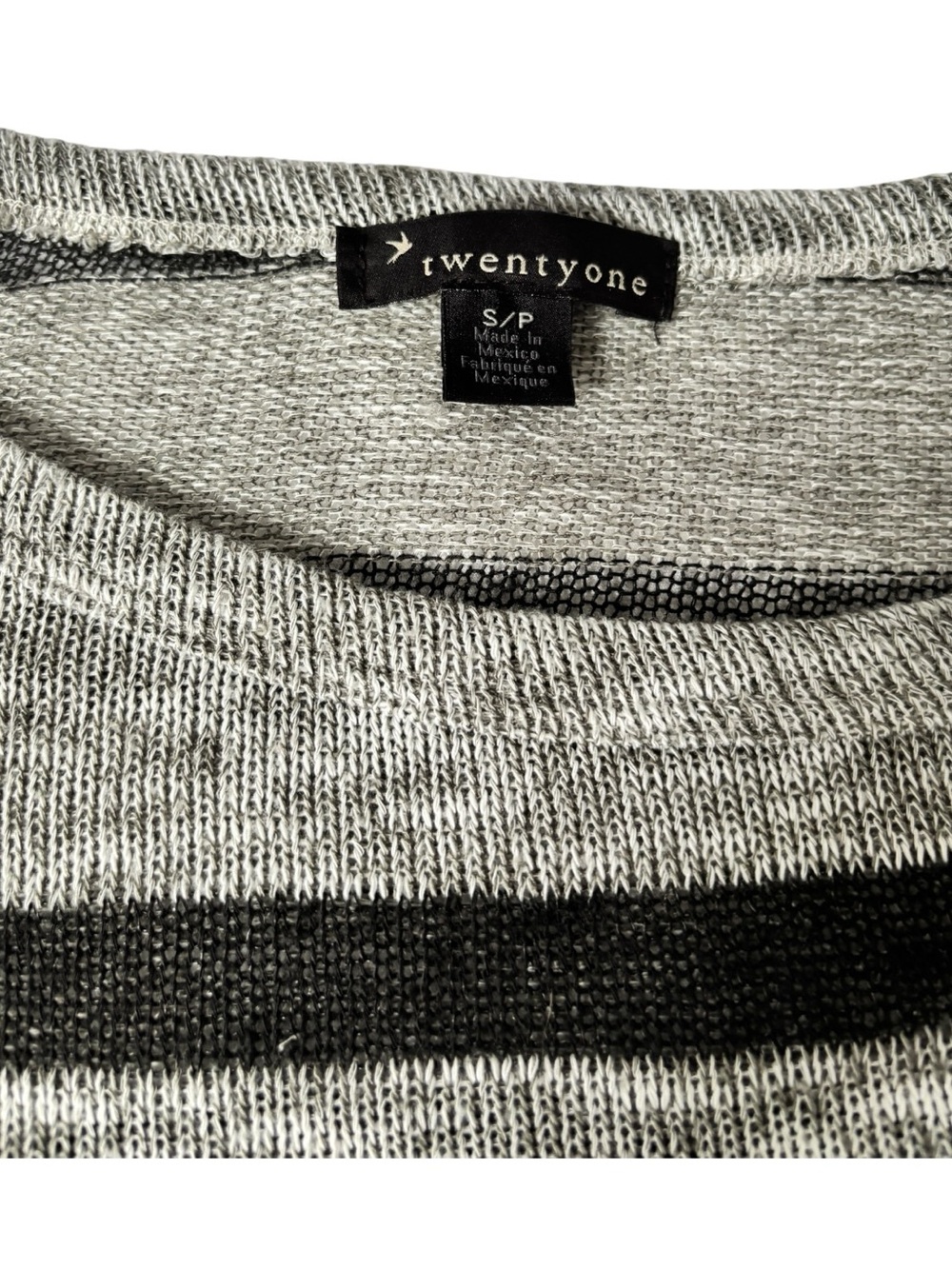 Twenty One Gray Black Striped Knit Top Small Cap Sleeve Casual - Picture 5 of 13